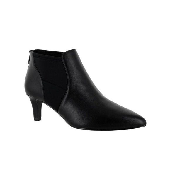 EASY STREET Womens Black Stretch Saint Pointed Toe Kitten Heel Booties 9W - Picture 6 of 9